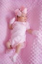 Beautiful baby girl with big bow in hair Royalty Free Stock Photo