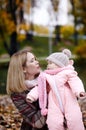 Beautiful baby girl with mother outdoors. Family outdoor Royalty Free Stock Photo