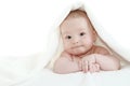 Baby under white blanket Royalty Free Stock Photo