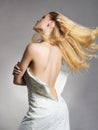 Beautiful back of bride woman in wedding dress Royalty Free Stock Photo