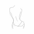 beautiful back of a girl in lines illustration on white background
