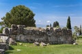 Beautiful background with ancient ruins and Sunny summer day. The old ruined walls of the ancient city . Royalty Free Stock Photo