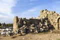 Beautiful background with ancient ruins and Sunny summer day. The old ruined walls of the ancient city . Royalty Free Stock Photo