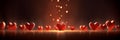 Beautiful background banner with red hearts, golden lights, sparkles and bokeh. Valentine's Day. Panoramic web Royalty Free Stock Photo