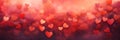 Beautiful background banner with red hearts, lights, sparkles and bokeh. Valentine's Day. Panoramic web header with Royalty Free Stock Photo