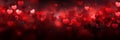 Beautiful background banner with red hearts, lights, sparkles and bokeh. Valentine's Day. Panoramic web header with Royalty Free Stock Photo