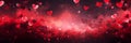 Beautiful background banner with red hearts, lights, sparkles and bokeh. Valentine's Day. Panoramic web header with Royalty Free Stock Photo