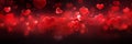 Beautiful background banner with red hearts, lights, sparkles and bokeh. Valentine's Day. Panoramic web header with Royalty Free Stock Photo