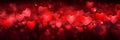Beautiful background banner with red hearts, lights, sparkles and bokeh. Valentine's Day. Panoramic web header with Royalty Free Stock Photo