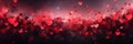 Beautiful background banner with red hearts, lights, sparkles and bokeh. Valentine's Day. Panoramic web header with Royalty Free Stock Photo