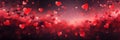 Beautiful background banner with red hearts, lights, sparkles and bokeh. Valentine's Day. Panoramic web header with Royalty Free Stock Photo