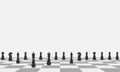 Beautiful Background Black Chess Pieces On A Chessboard. Vector