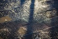 Beautiful background. Close up view of icy sidewalk on sunshine day Royalty Free Stock Photo