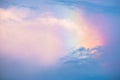 Beautiful background colorful rainbow over the clouds after rains. I Royalty Free Stock Photo