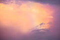 Beautiful background colorful rainbow over the clouds after rains. I Royalty Free Stock Photo