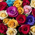 Beautiful background with colorful roses arranged as a bouquet Royalty Free Stock Photo