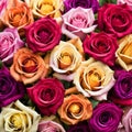 Beautiful background with colorful roses arranged as a bouquet Royalty Free Stock Photo