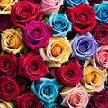 Beautiful background with colorful roses arranged as a bouquet Royalty Free Stock Photo