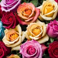 Beautiful background with colorful roses arranged as a bouquet Royalty Free Stock Photo