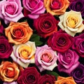 Beautiful background with colorful roses arranged as a bouquet Royalty Free Stock Photo