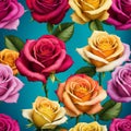 Beautiful background with colorful roses arranged as a bouquet Royalty Free Stock Photo