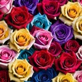 Beautiful background with colorful roses arranged as a bouquet Royalty Free Stock Photo