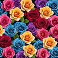 Beautiful background with colorful roses arranged as a bouquet Royalty Free Stock Photo