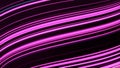 Beautiful background of curving neon lines. Animation. Vibrant bright stream of colored stripes on black background