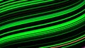 Beautiful background of curving neon lines. Animation. Vibrant bright stream of colored stripes on black background