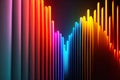Beautiful background with 3d render neon backlighting of rainbow lamps and straight lines