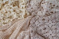 Beautiful background delicate vintage knitted homemade white lace of crochet napkins