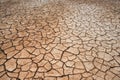 Beautiful background deserted tokirs on ground are cracked from drought, the bottom of the lake is exposed, the water has Royalty Free Stock Photo