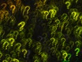 Beautiful background with different colored question mark, abstract background, question mark shapes on black background Royalty Free Stock Photo