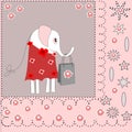 Beautiful background with an elephant in a dress