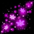 Beautiful background with glowing flowers and sparkles Royalty Free Stock Photo