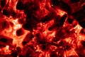 Background glowing hot coals closeup. texture of burning coals Royalty Free Stock Photo