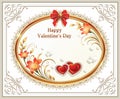 Beautiful background with hearts and lilies with a red bow on Valentine's Day Royalty Free Stock Photo