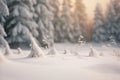 Beautiful background image of a snowy morning winter, AI