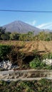 beautiful background of Mount Rinjani 3726 masl with blue sky. Location of Sembalun Lombok, Mount Indonesia