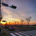 Beautiful background of the street with sunset in Japan Royalty Free Stock Photo