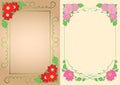 Beautiful backgrounds - vector vertical frames with dahlias in corners Royalty Free Stock Photo
