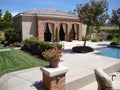 Beautiful Backyard with pool and cabana Royalty Free Stock Photo