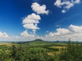 Balaton uplands from Szigliget castle in panoramic view Royalty Free Stock Photo