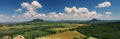 Balaton uplands from Szigliget castle in panoramic view Royalty Free Stock Photo