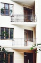 Beautiful balconies, elements of a modern new residential building, light color Royalty Free Stock Photo