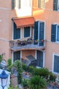 Beautiful balcony with flowers in Rome Royalty Free Stock Photo