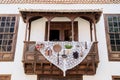 Beautiful balcony of house-museum, in the past house was the family residence of the collector-ethnographer Cayetano Gomez Felipe Royalty Free Stock Photo