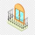 Beautiful balcony icon, isometric 3d style