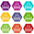 Beautiful balcony icons set 9 vector