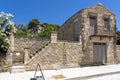 This beautiful balcony is a jewel for this old house on Ioannou Melissinou street in the old town of Rethymno, Crete, Greece Royalty Free Stock Photo